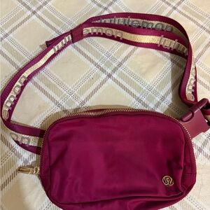 lululemon athletica Maroon Crossbody Bag with Gold Accents